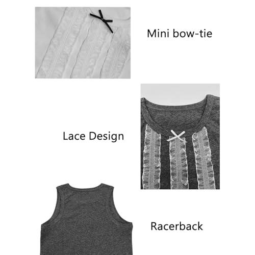 2 Piece Girls Tank Top with Lace for Summer Sleeveless Dance Top Wide Strap 5T-13Y4