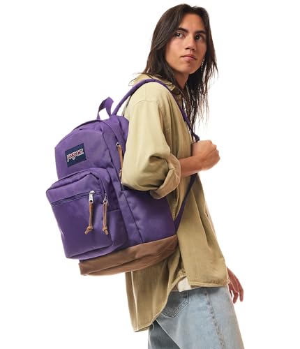 Image of JanSport Right Pack Backpack - Durable Daypack with Padded 15 inch Laptop Sleeve, Spacious Main Compartment & Integrated Water Bottle Pocket - Grape Jelly