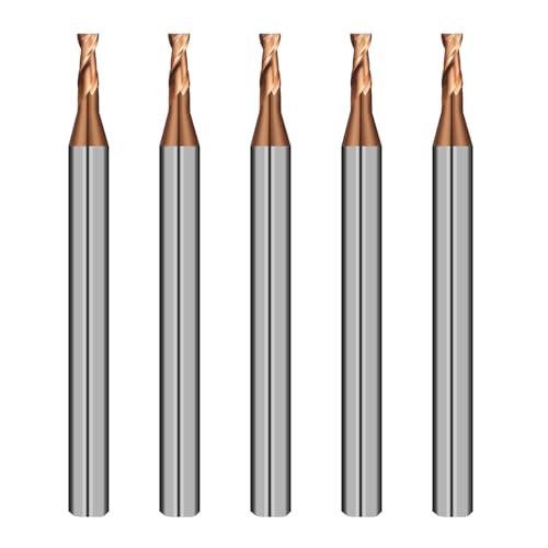 Image of 2 Flute 5 /64 inch Carbide Square End Mill 5PCS Micrograin Milling Bits Sets TISIN Coating CNC Router Bit for Steel
