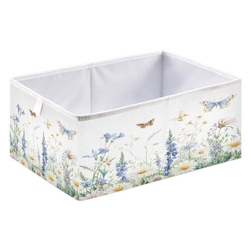 KEEPREAL Wildflowers Basket Bin Large Storage Basket Rectangular Storage Basket Clothes Basket Decorative Basket for Home Office#360