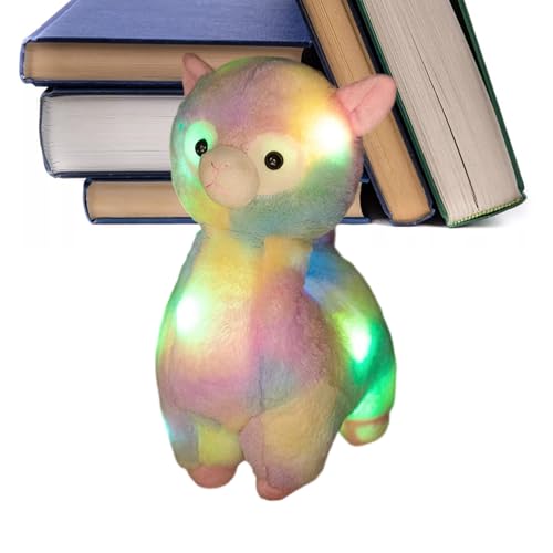 Generico Alpaca de peluche iluminado, suave juguete relajante para la cuna – LED de peluche de lagarto, noche | para niños, niñas, viaje, habitación de juegos, guardería, noche de bebé, tarde
