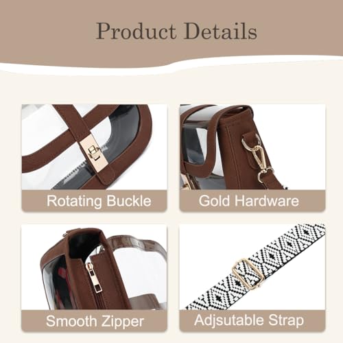 Image of LOXOMU Clear Bag for Stadium Events, Cute Clear Crossbody Bag Stadium Approved, Small Clear Concert Purse for Women