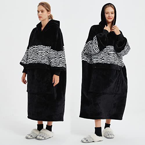 Image of KFUBUO Wearable Blanket Hoodie for Adults Long Sherpa All Patterns Oversized Sweatshirt Blanket with Pockets