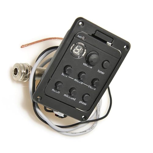 初心者向けアコースティックギターピックアップ ギターピックアップ 4バンドEQ、マイク付き、ソフトピエゾ、デュアルモードプリアンプ、EQチューナー、ビートパッド