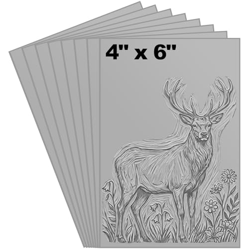 Image of Yeaqee 8 Pcs Linoleum Block Rubber Carving Block Soft Linocut Blocks Large Linoleum Sheet Unmounted Lino Plates for Engraving Art Project Printmaking Artist Studio Supplies (4 x 6 Inch,Gray)