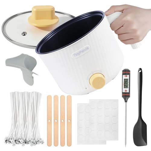 AOTOIE Wax Melter for Candle Making Wax Melters Pot with Silicone Pouring Spout DIY Candle Making Kit Included Centering Device Stirring Spoon Wicks Wick Stickers Wax Melter Supplies