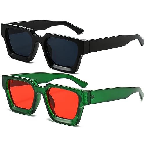 Image of AIEYEZO Square Sunglasses for Women Men Square Thick Frame Sun Glasses Simple Designer Style Shades