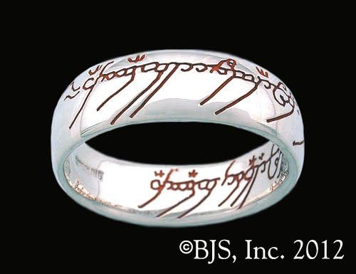 Lord of the Rings The One Ring of Power Red Script in Sterling Silver