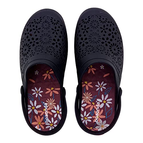 Babuche Clog Boaonda Nellie - 1317 Original Macio Ortopédica Cor:Preto-Floral;Tamanho:36;Genero:Femi