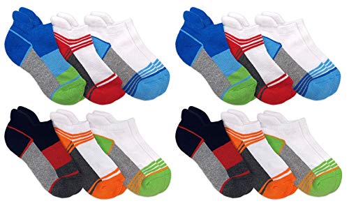 Jefferies Socks Boys Sport Tab Half Cushion Athletic Low Cut Socks 12 Pair Pack