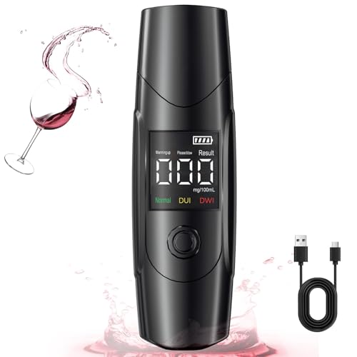 MidingChai Alcoholimetro Electrónico, Alcoholimetro Homologado DGT Portátil, sin Contacto, Test Alcoholemia Recargable Profesional, con Pantalla LED (No Requiere Boquilla)