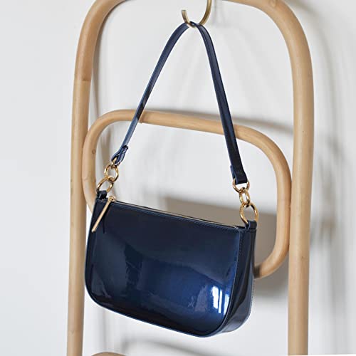 HOXIS Glossy Faux Patent Leather Women Shoulder Bag Shiny Clutch Crossbody Bag 90s Purse3