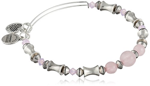 Alex and Ani Rose Quartz Beaded Rafaelian Silver Bangle Bracelet