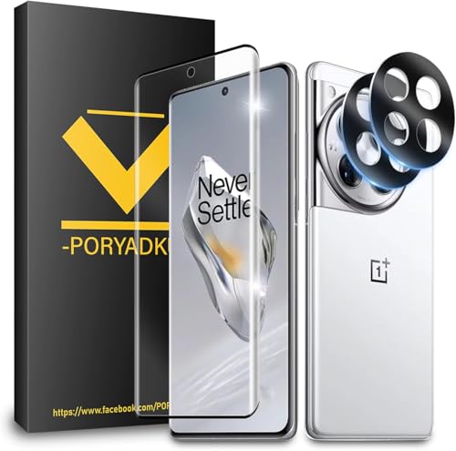 V-PORYADKU Tempered Glass For OnePlus 12 Screen Protector 2 Pcs [6.82 Inch]+ Transparent HD Camera Lens Protector 2 Pack, 9H hardness, Ultrasonic Fingerprint Support, HD Clear, For OnePlus 12 5G