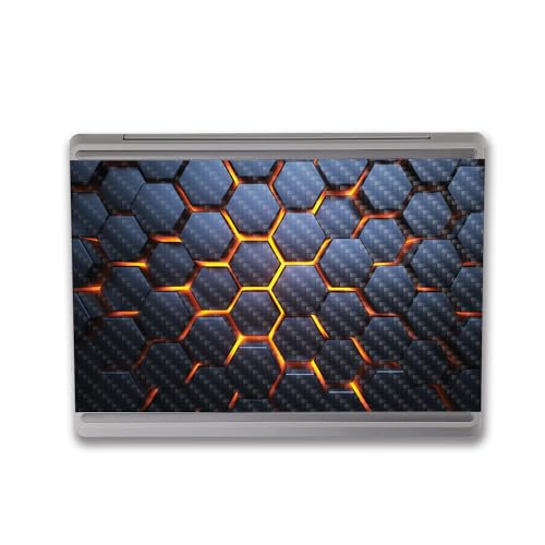 Image of MightySkins Carbon Fiber Skin Compatible with Microsoft Surface Laptop Go 3 (2023) Full Wrap Kit - Lava Hex | Protective, Durable Textured Carbon Fiber Finish | Made in The USA