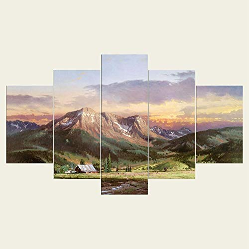 Toile 5 pièces cabane sous la montagne, l'idée cadeau idéale pour un nouveau salon