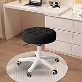 HDHNBA デスクチェア 丸椅子 オフィスチェア 学習椅子 360°回転 PUレザー 高さ調節 エステスツール ドレッサー椅子 疲れない キャスター付き 美容院/スパ/キッチン/診察用椅子 ブラック