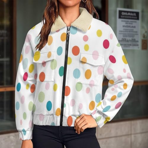 Chaqueta sudadera polar mujer para el frío abrigo de invierno casual con lunares 2