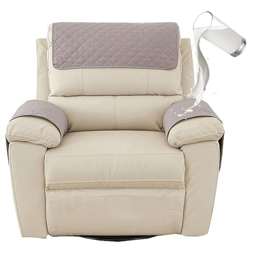 NEKOSUKI Sofa Armrest Cover, Headrest Cover for Recliner Chair Arm Cover with Pockets, Nonslip Waterproof Furniture Protector Pet Dog Couch Covers for Leather Sofa Couch (Light Gray, 1 Seater (3PCS))
