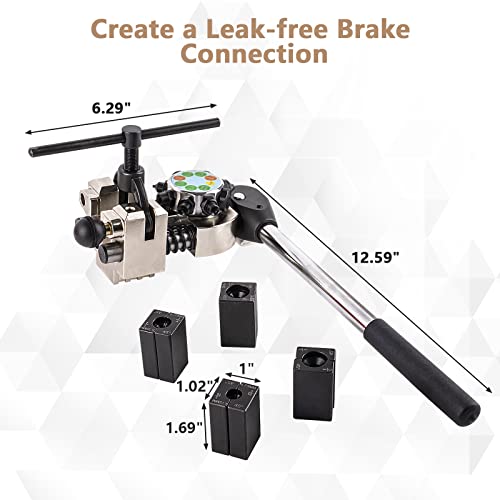 Amerbm Professional Brake Line Flaring Tool, 45 Degree Set, Single Double And Bubble Flares Tool Kit For Steel, Copper Tube #TOP2