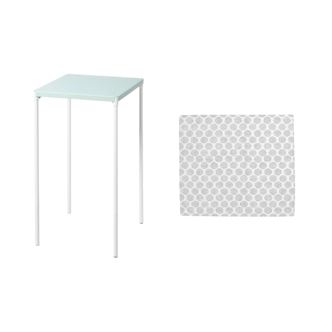 Ikea FEJAN Outdoor Table Light Green 50x44 cm with DEKORERA Tea Towel Dotted Natural Grey 60x60 cm-image-29