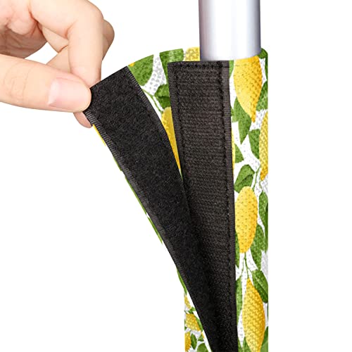 Image of Pardick Refrigerator Door Handle Covers Set of 2 Yellow Lemon Leaf Washable Fridge Dishwasher Mocrowave Oven Door Decor Protector Handle Cover Keep Your Kitchen Appliance Clean from Food Stains