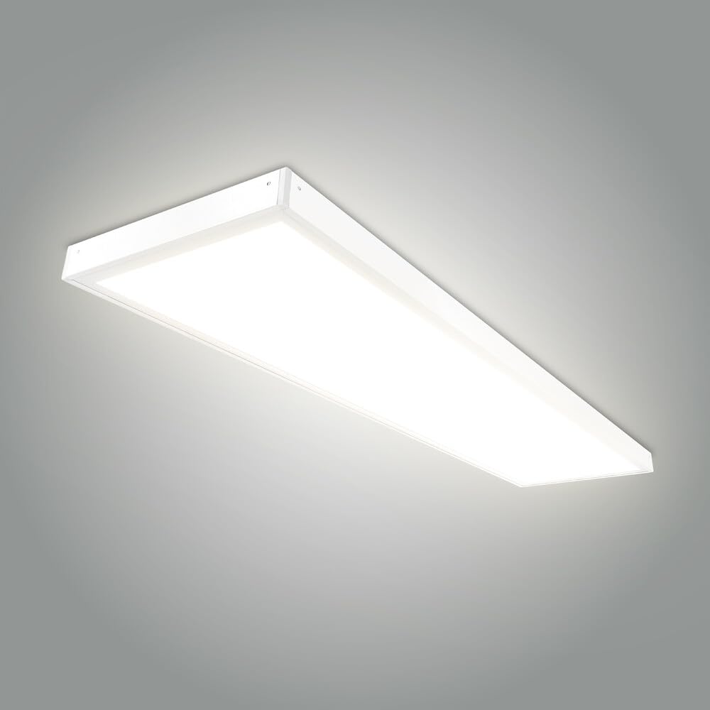 Aufbau Deckenleuchte 120x30cm 28W 3000K warmweiß 4760lm 170 Lumen/Watt flimmerfrei blendfrei UGR<19 LED-Panel mit Aufbaurahmen 1200x300x43mm
