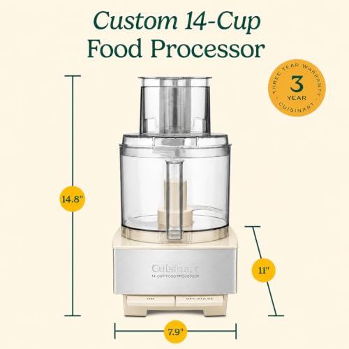 Image of Cuisinart Food Processor 14-Cup Vegetable Chopper for Mincing, Dicing, Shredding, Puree & Kneading Dough, Cream Stainless Steel, DFP-14CRM