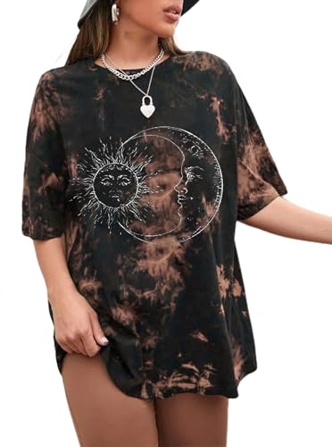 Image of Remidoo Women's Casual Oversized T Shirt Short Sleeve Graphic Tee Letter Tie Dye Shirts