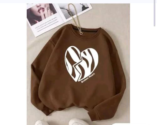 Image of Women Oversized Baggy Sweatshirt, Cotton Broken Heart Print