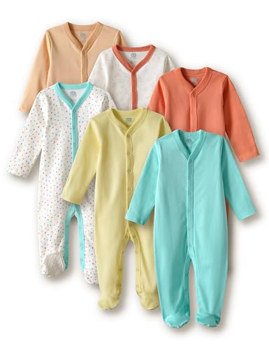 Image of Amazon Brand - Symbol Unisex 100% Cotton Full Sleeve Baby Sleepsuits (Available in Pack of 3 & 6)