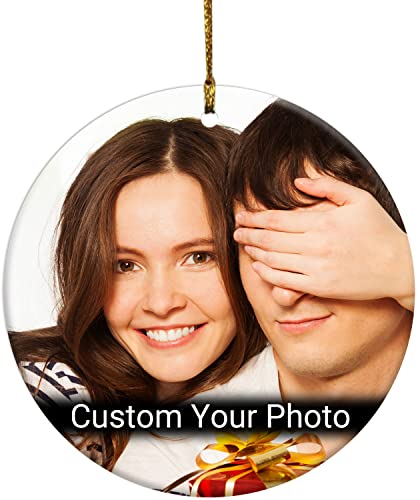 Aipnis Custom Photo Ceramic Hanging,Personalized Picture Christmas Ornaments Family Christmas Tree Pendant Holiday Decoration Ball Wedding Party (Round) #TOP2
