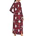 Women's Christmas Nightgown Zipper Front Loose Long Sleeve Nightshirt Split Side Pajamas Dress Sleepwear with Pockets