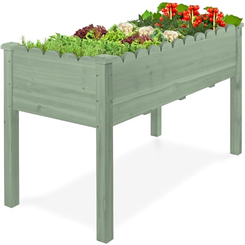 Best Choice Products Raised Garden Bed, Scalloped Design, Elevated Wood