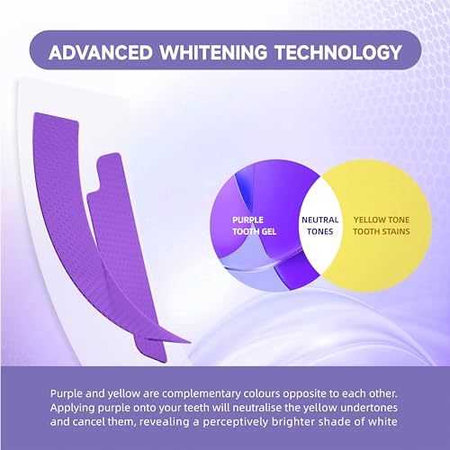 Image of Teeth Whitening Strips V34 Purple Whiten Strips Non Sensitive for Teeth Whitening Efficient Professional Teeth Whitening Kit with Extra Cleaning Wipes, 28set /56pcs