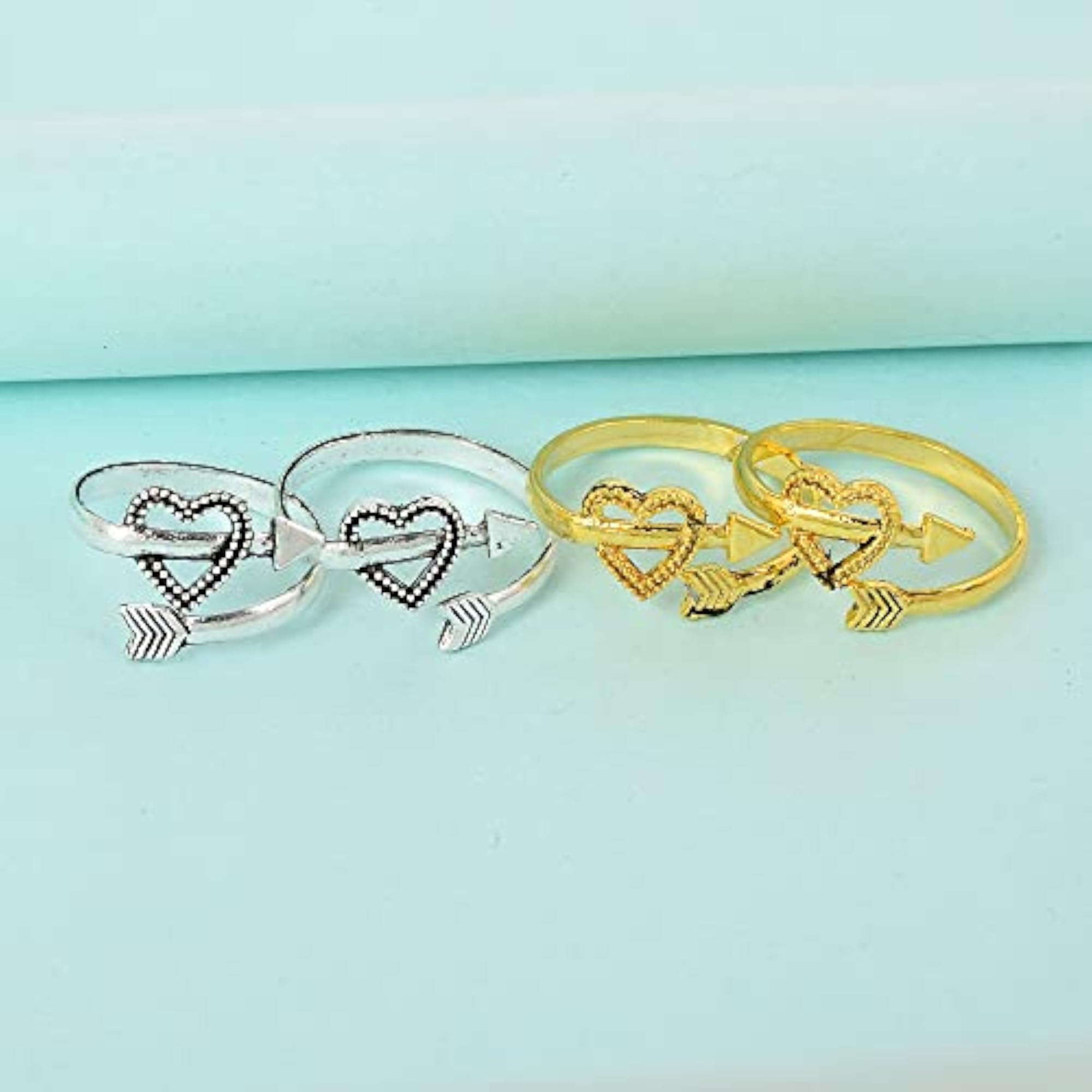 Oxidised Dual Plated Brass Heart Arrow Design Adjustable Toe Ring