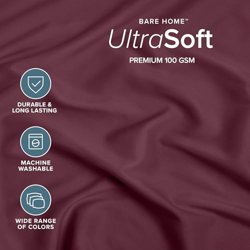 Bare Home Twin XL Fitted Sheet - 1800 Ultra-Soft (Twin XL, Burgundy) - image 2