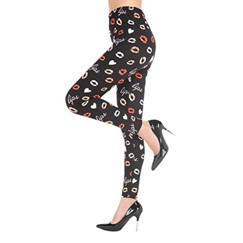 Medias y leggins haia7k4k Mallas Mujer, de Talle Medio, Ajustadas, Letras de Labios, Color...