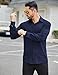 COOFANDY Men Long Sleeve Button Up Shirts Athletic Fitted Dress Shirts for Muscular Men Navy Blue Large