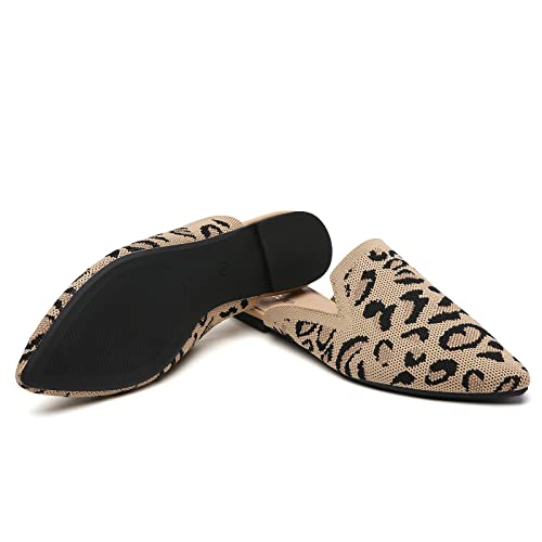 Tilocow Knit Mules For Women Flats Pointed Toe Tan Ballet Flat Womens Slip On Slides Walking Breathable Shoes #TOP5