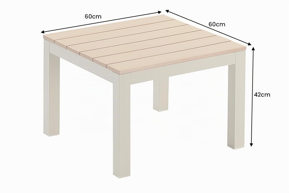 Gartentisch ORLANDO LOUNGE - 60cm - WPC Aluminium - natur greige