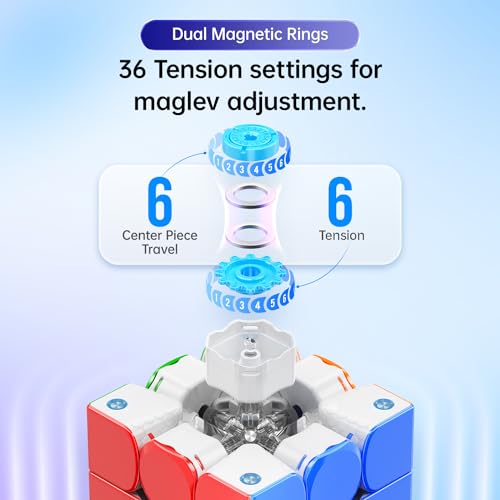 GAN 356 Maglev 3x3 Magnetic Speed Cube Stickerless Gans 356M Magic Cubes, Magnetic Levitation Cube, 30°+ Auto-Aligning, 76 Magnets, Numerical Tuning Setting, Frosted Version