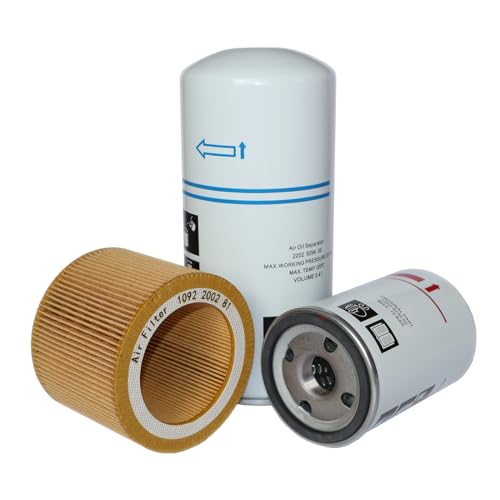 Filter Kit 2202929400/2202929450 Air/Oil Separator, 1092200281/1613900100 Air Filter, 2202929500/2202929550 Oil Filter,Compatible with GA5/11FF Air Compressor Compression Equipment Accessories