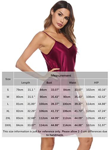 Vlazom Women Sexy Lingerie Satin Nightgown Silk Chemise Mini Slips V Neck Negligee Sleepwear With Adjustable Straps #TOP5