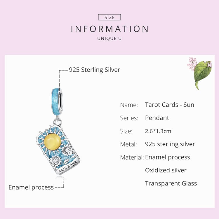 Colgante de sol tarot de plata 925 para pulsera y collar de mujer 5