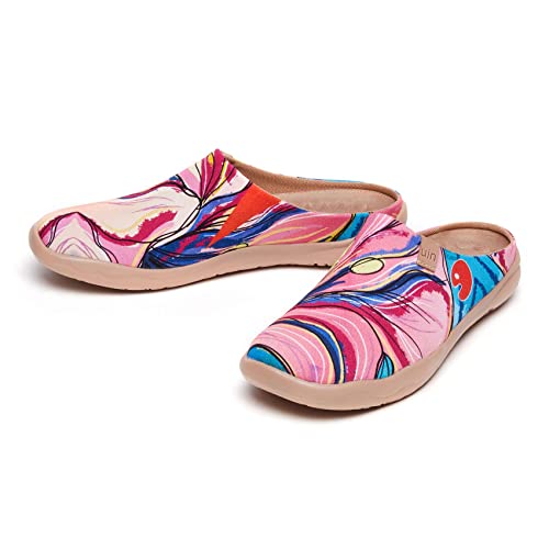 Image of UIN Slipper Woman Travel Art Painted Shoes Wide Toe Casual Home Slip On Mules Malaga