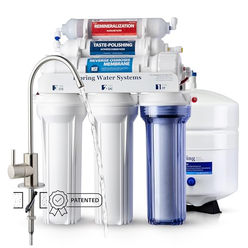Comparison: Best Filter System For Well Water 7 iSpring RCC7AK, NSF Certified, 75 GPD, Alkaline 6-Stage Reverse Osmosis System, pH+ Remineralization RO Water Filter System Under Sink, Patented Top-Mounted Faucet Design for Easy Installation