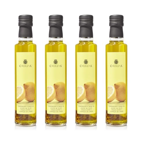 La Chinata Condimento de Aceite de Oliva Virgen Extra con Limón Natural – Aroma Cítrico y Fresco – Ideal para Pescados, Ensaladas y Verduras – 250 ml (Pack de 4)