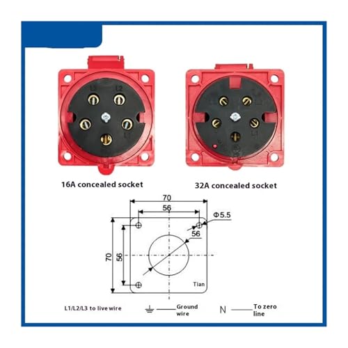 Conector de acoplamiento industrial de 16A 4P resistente al agua 220V 4