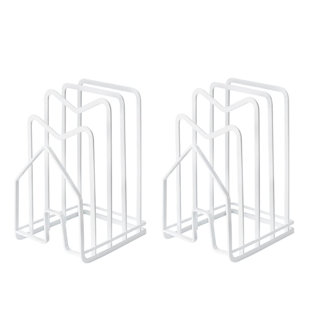 SUNFICON Paquete de 2 soportes blancos para tablas de cortar, soporte para tapas de ollas, organizador de tabla de cortar, bandeja fina para hornear, soporte de exhibición seco, encimera de cocina,